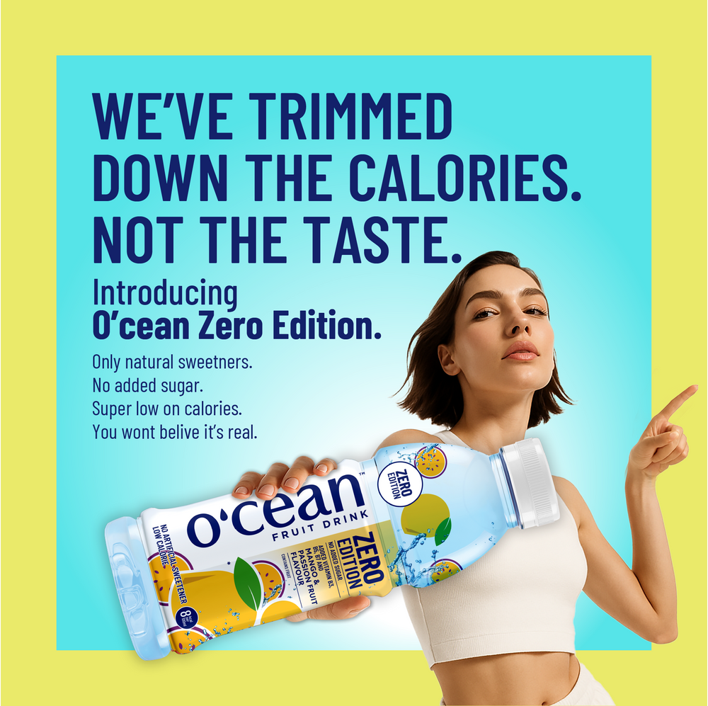 O'cean Fruit Water Zero Edition Mango & Passion Flavour