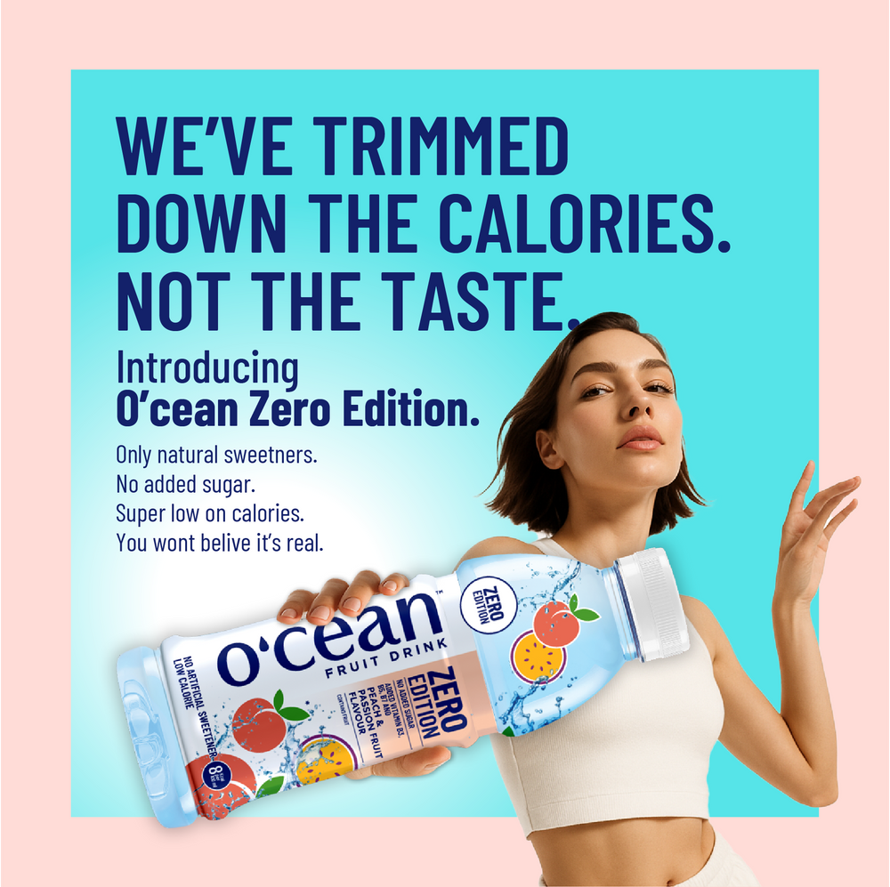 O'cean Fruit Water Zero Edition Peach & Passion Flavour