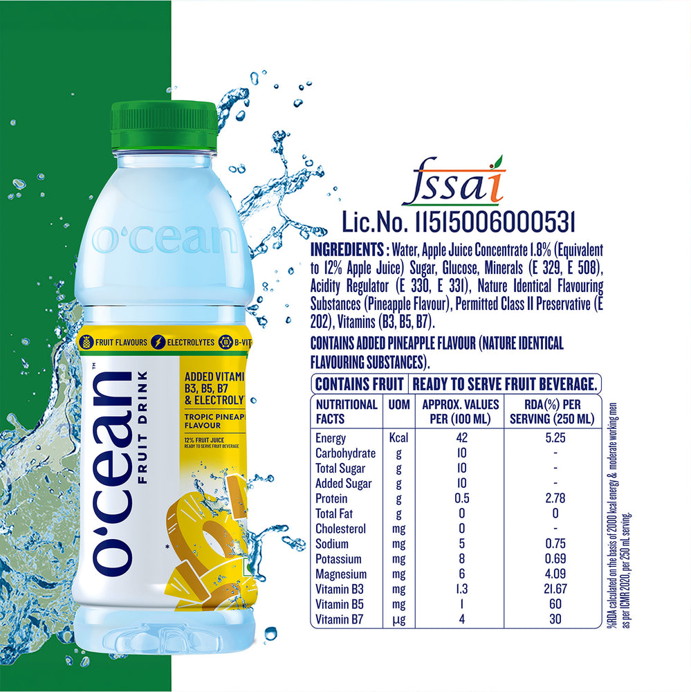O'cean Fruit Water Tropic Pineapple Flavour