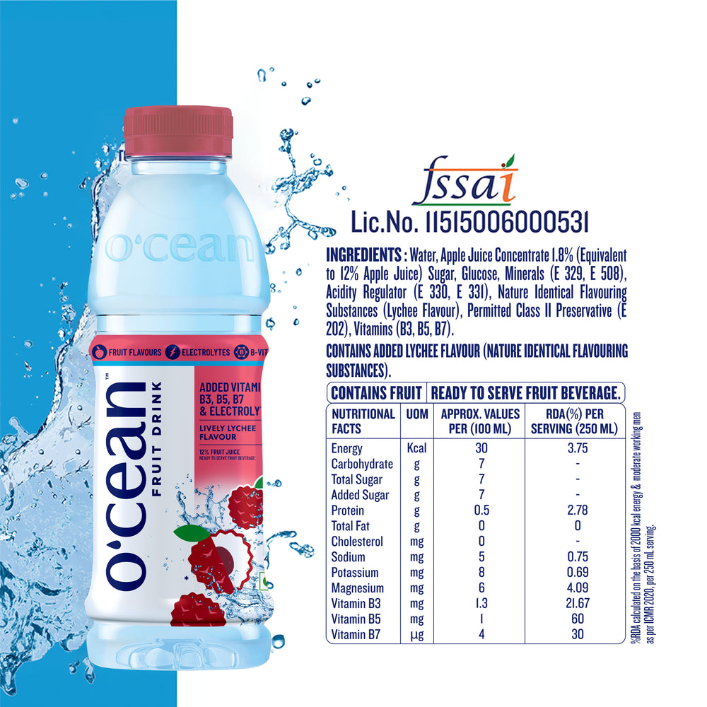 O'cean Fruit Drink Lively Lychee Flavour 500ml