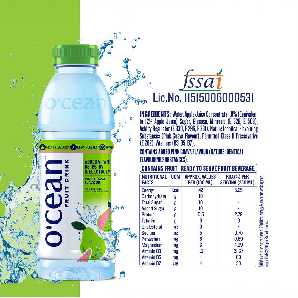 O'cean Fruit Drink Pink Guava Flavour 500ml