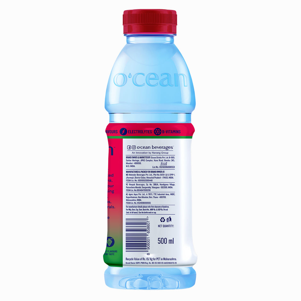 O'cean Fruit Drink Strawberry & Lime Flavour 500ml