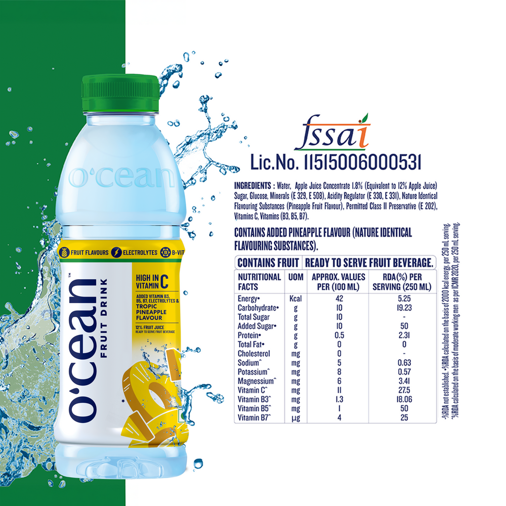 O'cean Fruit Water Tropic Pineapple Flavour