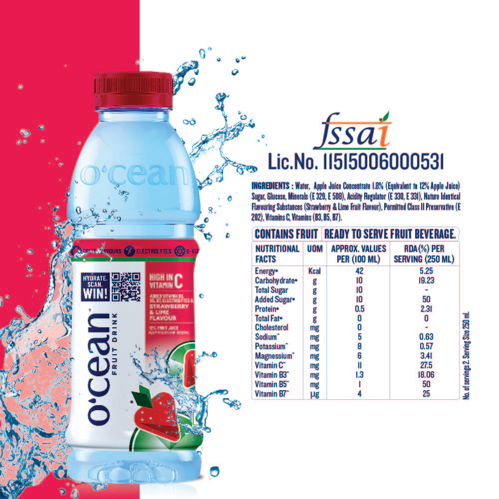 HSW -O'cean Fruit Water Strawberry Lime Flavour