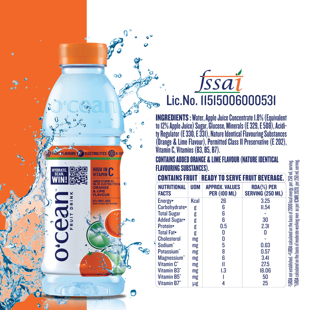 HSW -O'cean Fruit Water Orange & Lime