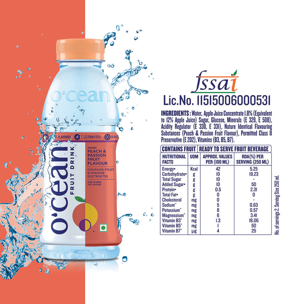 O'cean Fruit Water Peach & Passion - 250ML