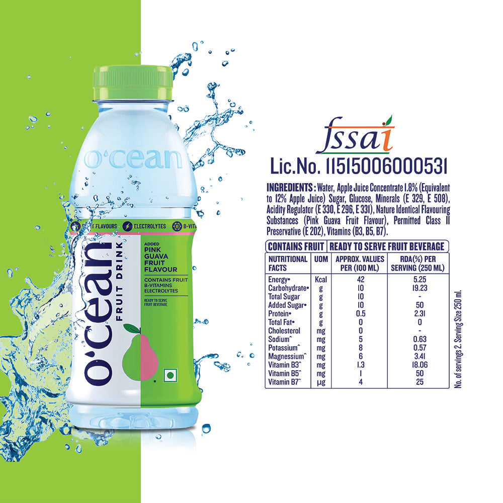 O'cean Fruit Water Pink Guava - 250ML