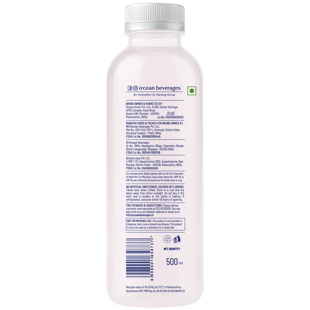 Ocean Plus Wellness water Strawberry & Rhubarb 500ml