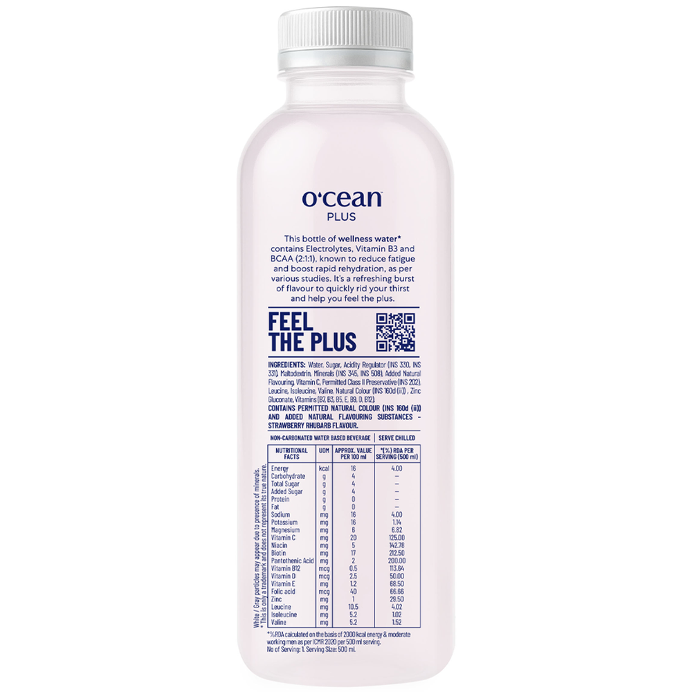 Ocean Plus Wellness water Strawberry & Rhubarb 500ml